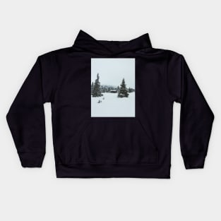 Lonely House in Moody White Scandinavian Winter Landscape Kids Hoodie